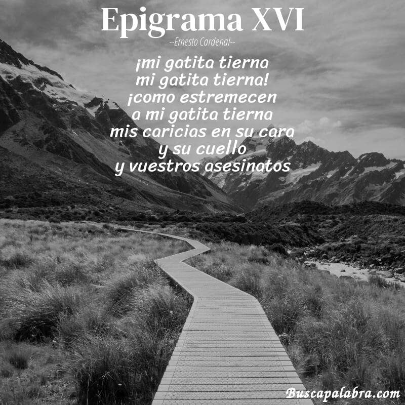 Poema epigrama XVI de Ernesto Cardenal con fondo de paisaje