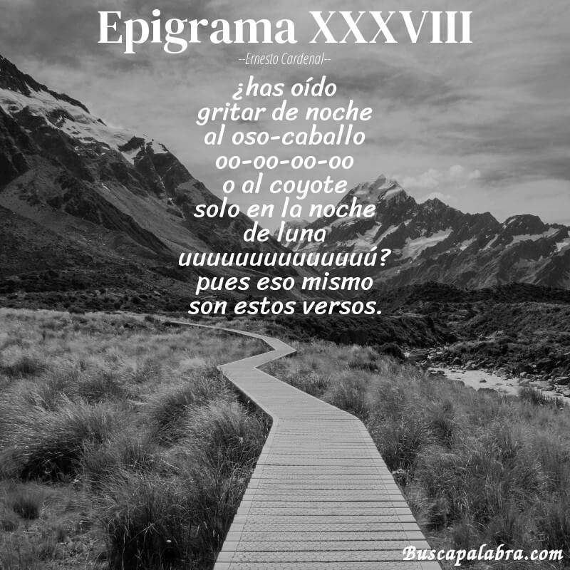 Poema epigrama XXXVIII de Ernesto Cardenal con fondo de paisaje