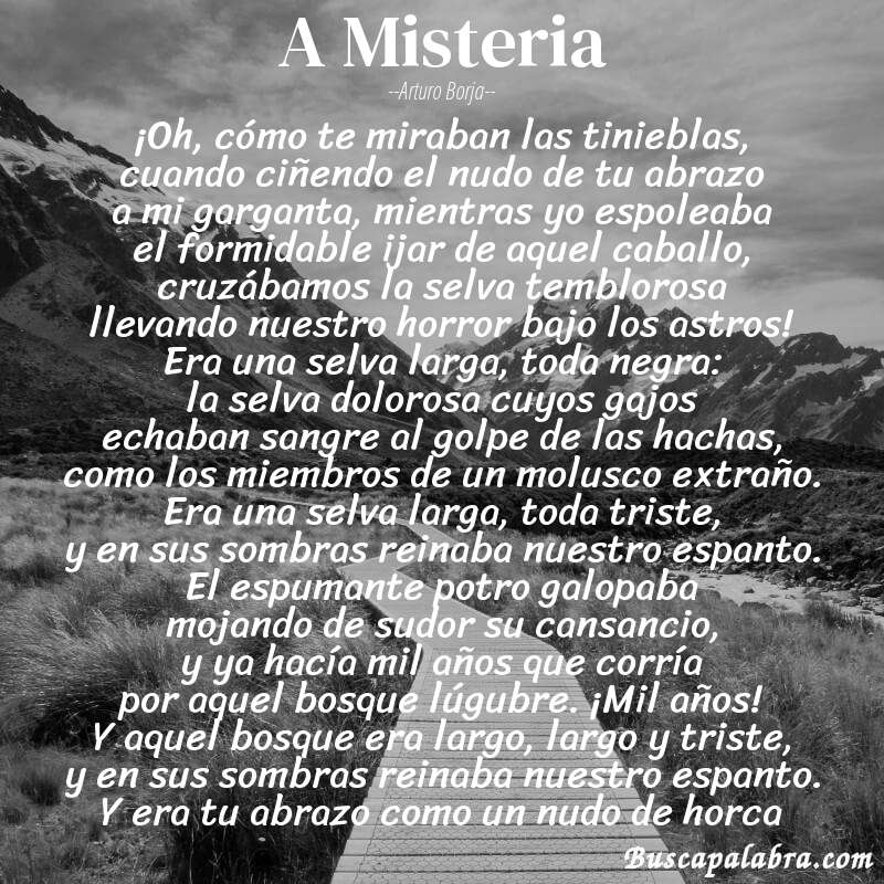Poema A Misteria de Arturo Borja con fondo de paisaje