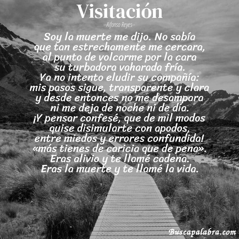 Poema visitación de Alfonso Reyes con fondo de paisaje