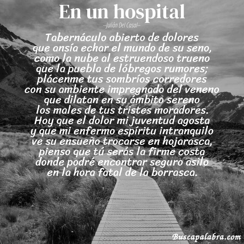 Poema en un hospital de Julián del Casal con fondo de paisaje