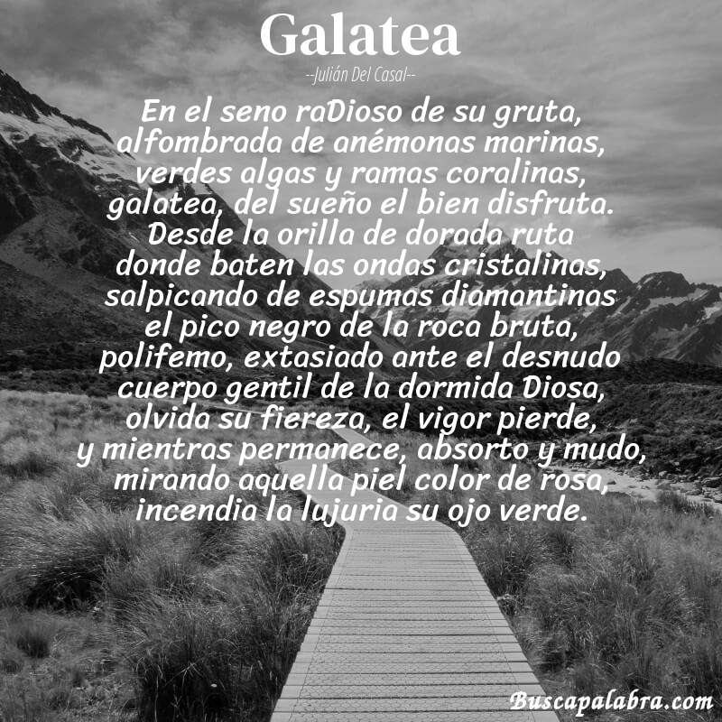 Poema galatea de Julián del Casal con fondo de paisaje