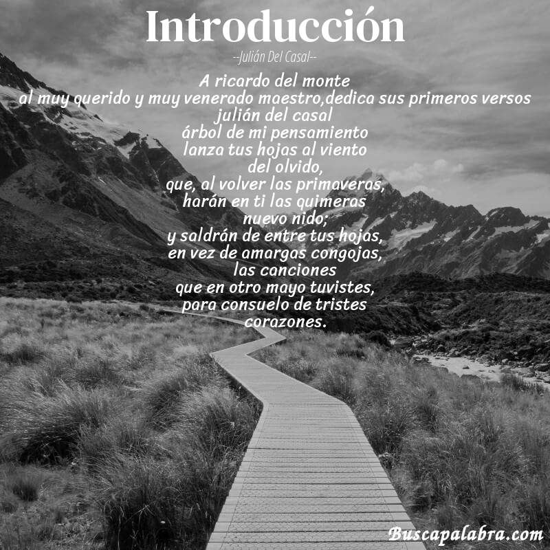 Poema introducción de Julián del Casal con fondo de paisaje