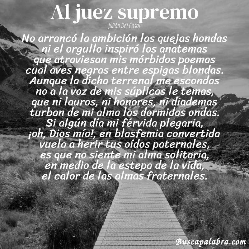 Poema al juez supremo de Julián del Casal con fondo de paisaje