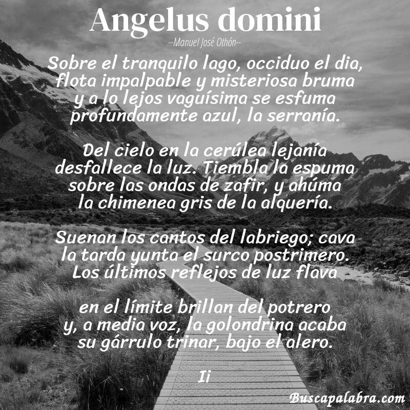 Poema angelus domini de Manuel José Othón con fondo de paisaje