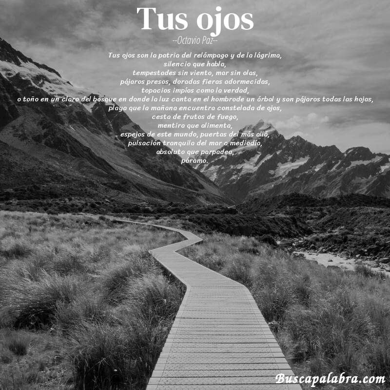 Poema tus ojos de Octavio Paz con fondo de paisaje