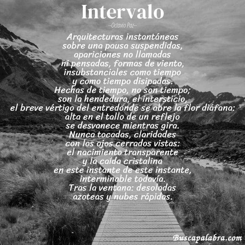 Poema intervalo de Octavio Paz con fondo de paisaje