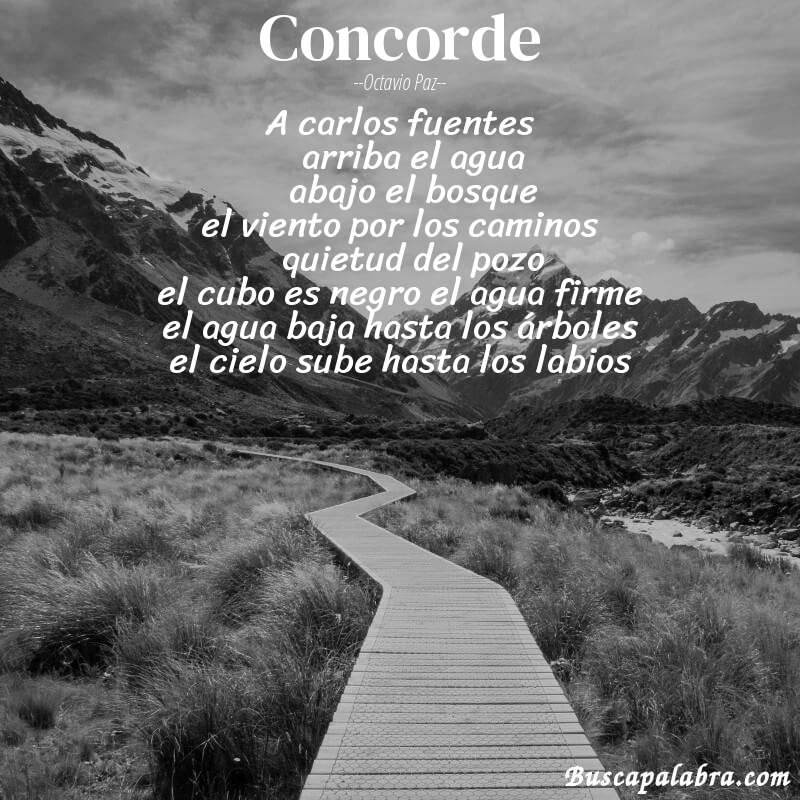 Poema concorde de Octavio Paz con fondo de paisaje