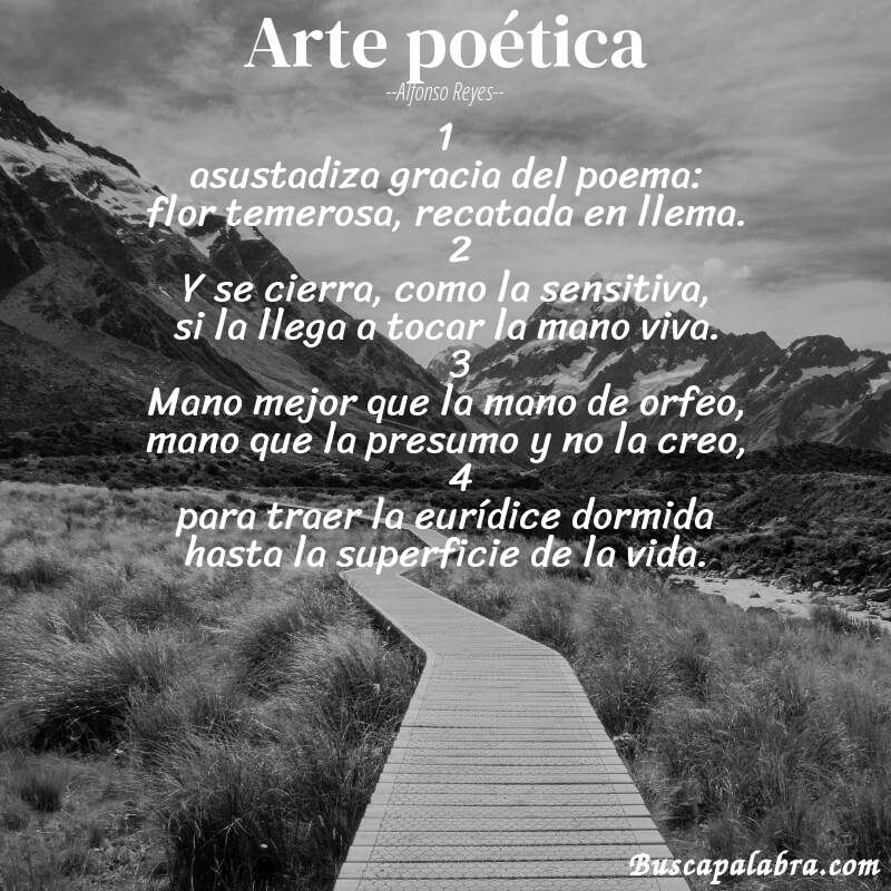 Poema arte poética de Alfonso Reyes con fondo de paisaje