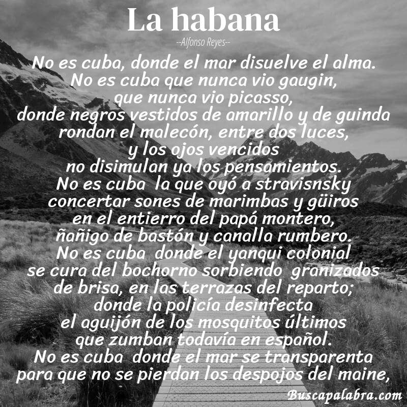 Poema la habana de Alfonso Reyes con fondo de paisaje