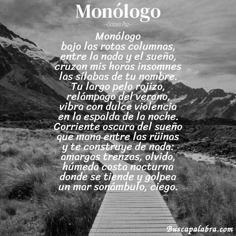 Poema monólogo de Octavio Paz con fondo de paisaje