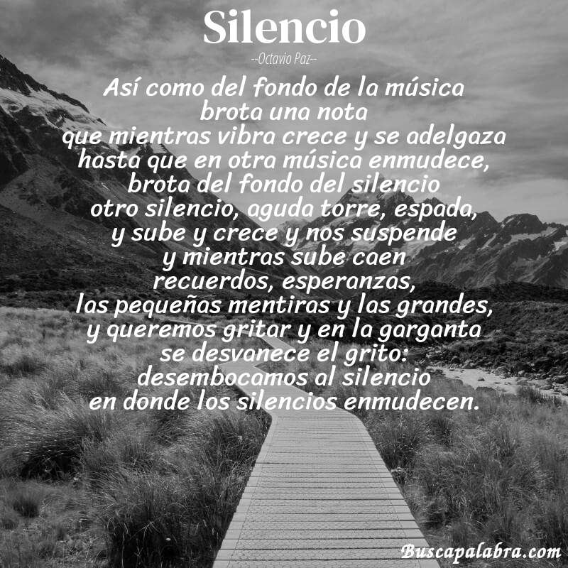 Poema silencio de Octavio Paz con fondo de paisaje