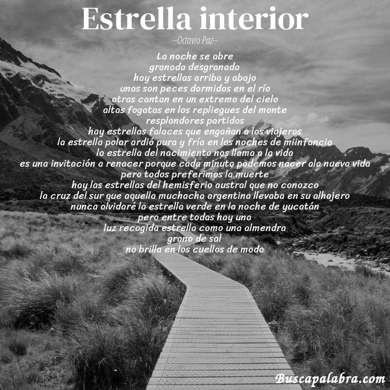 Poema estrella interior de Octavio Paz con fondo de paisaje