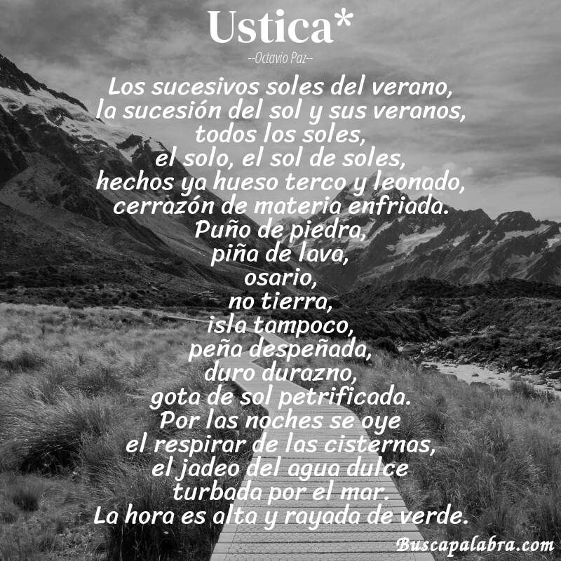 Poema ustica* de Octavio Paz con fondo de paisaje