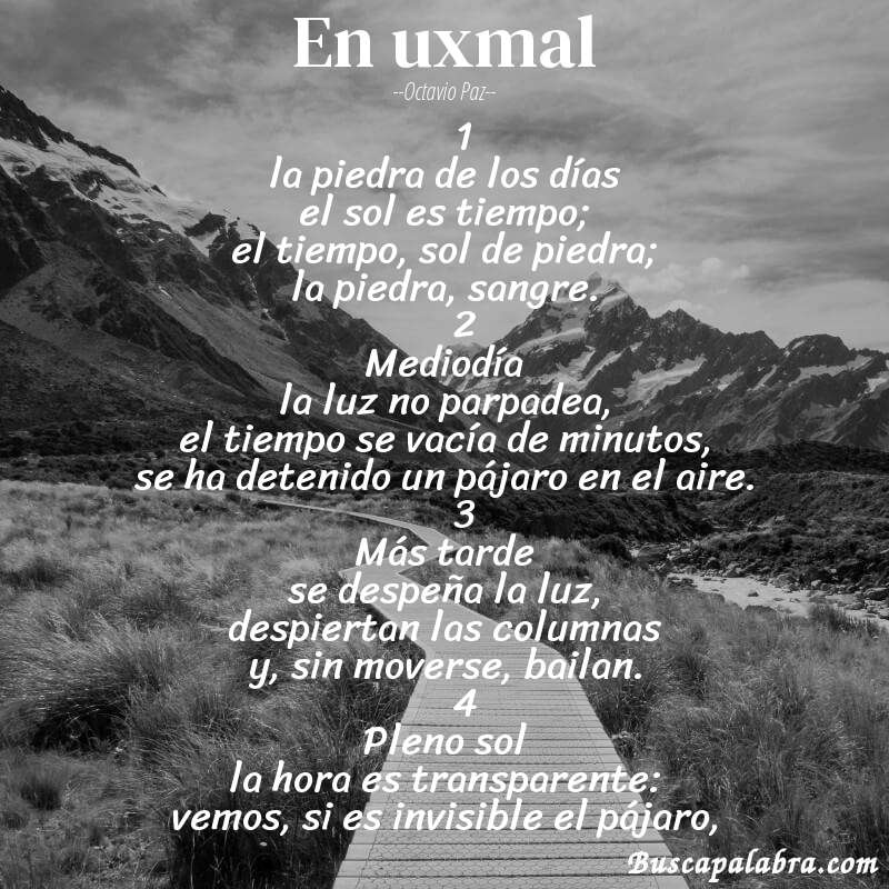 Poema en uxmal de Octavio Paz con fondo de paisaje