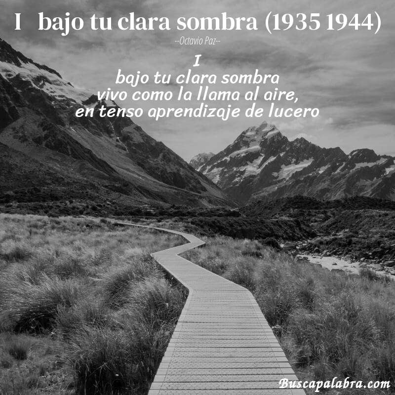 Poema i   bajo tu clara sombra (1935 1944) de Octavio Paz con fondo de paisaje