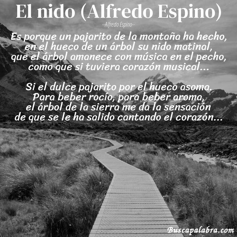 Poema El nido (Alfredo Espino) de Alfredo Espino con fondo de paisaje