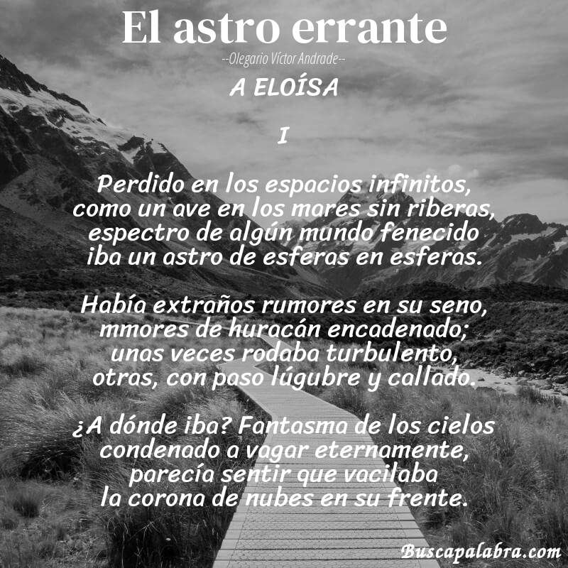 Poema El astro errante de Olegario Víctor Andrade con fondo de paisaje