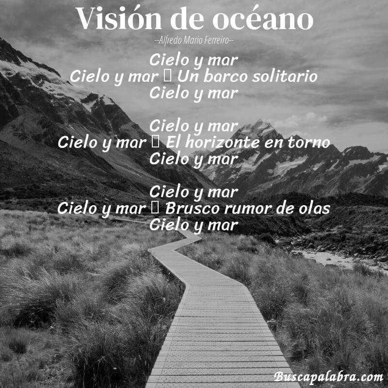 Poema Visión de océano de Alfredo Mario Ferreiro con fondo de paisaje