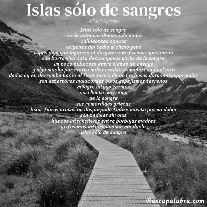 Poema islas sólo de sangres de Oliverio Girondo con fondo de paisaje