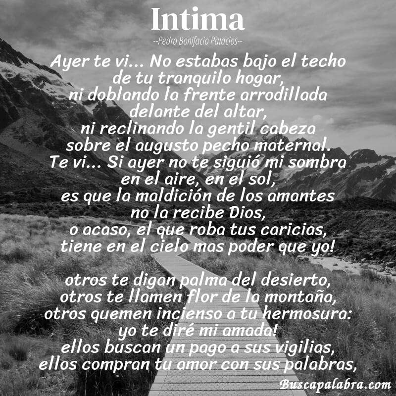 Poema intima de Pedro Bonifacio Palacios con fondo de paisaje