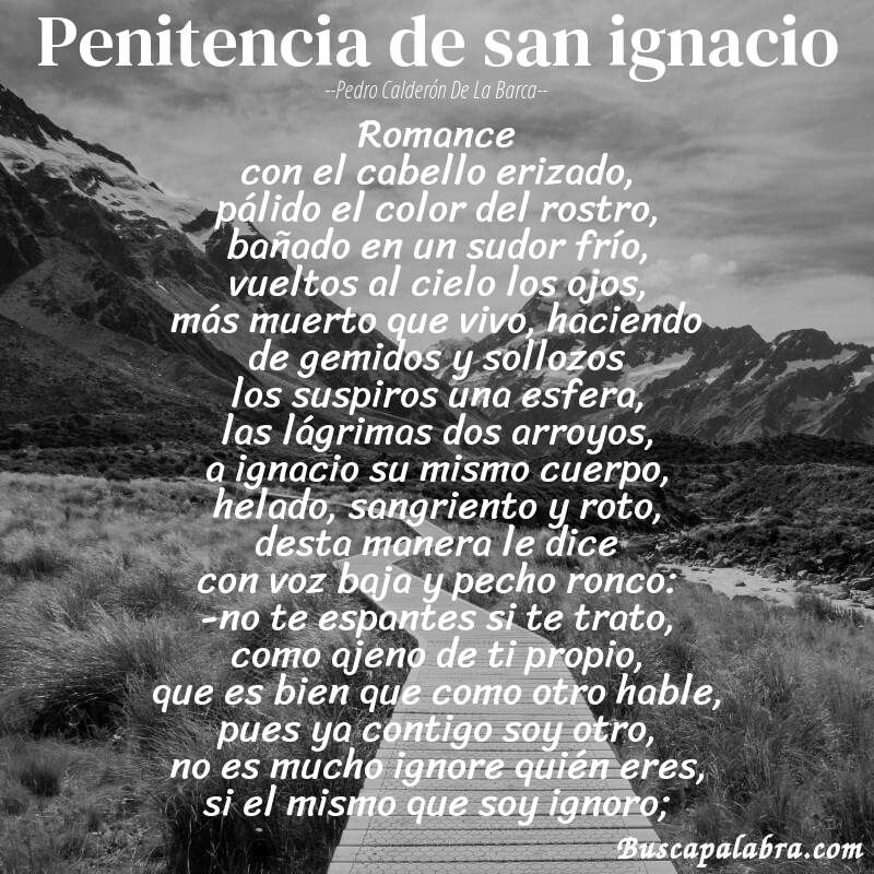 Poema penitencia de san ignacio de Pedro Calderón de la Barca con fondo de paisaje