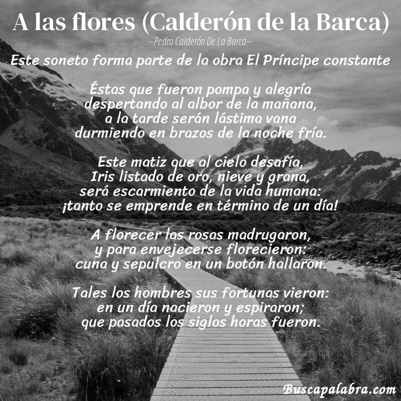 Poema A las flores (Calderón de la Barca) de Pedro Calderón de la Barca con fondo de paisaje