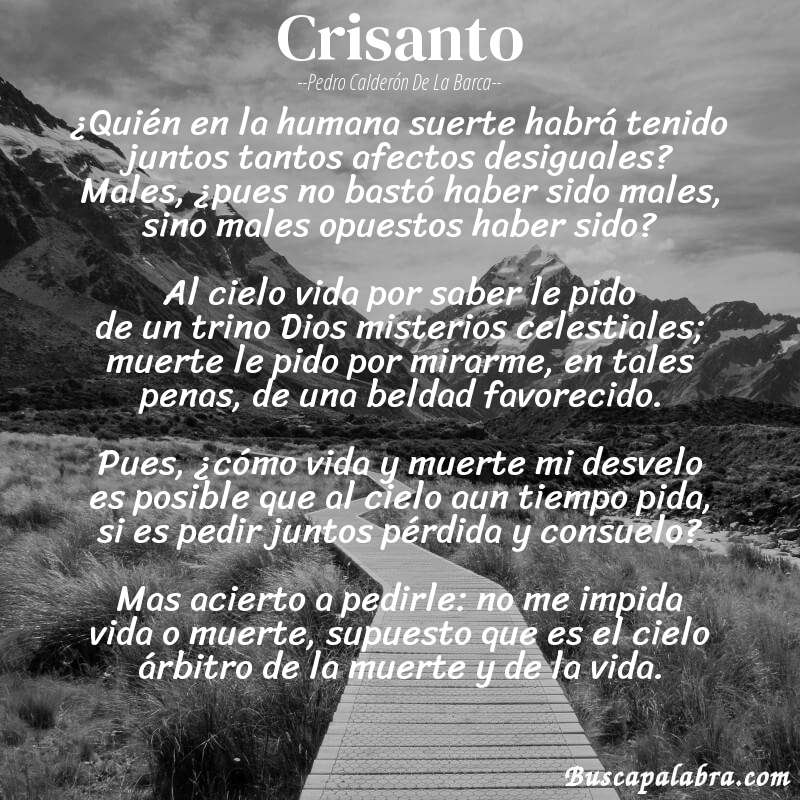 Poema Crisanto de Pedro Calderón de la Barca con fondo de paisaje