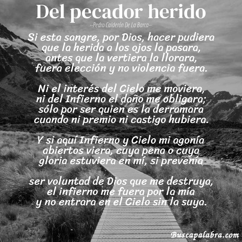 Poema Del pecador herido de Pedro Calderón de la Barca con fondo de paisaje