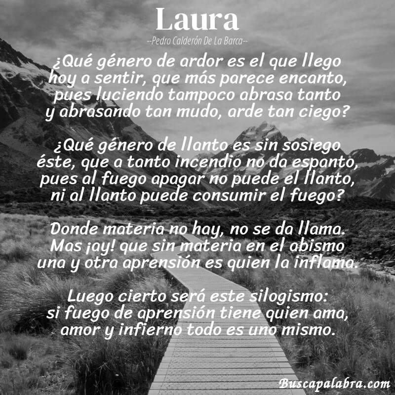 Poema Laura de Pedro Calderón de la Barca con fondo de paisaje