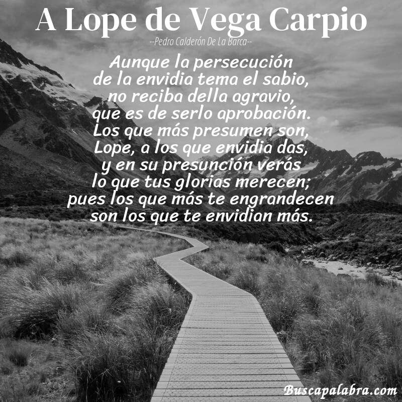 Poema A Lope de Vega Carpio de Pedro Calderón de la Barca con fondo de paisaje