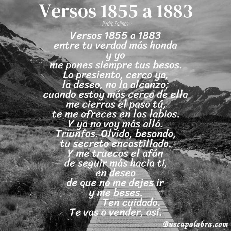 Poema versos 1855 a 1883 de Pedro Salinas con fondo de paisaje