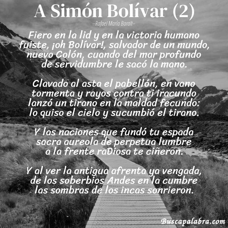Poema A Simón Bolívar (2) de Rafael María Baralt con fondo de paisaje