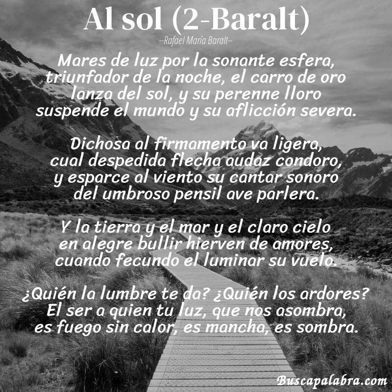 Poema Al sol (2-Baralt) de Rafael María Baralt con fondo de paisaje