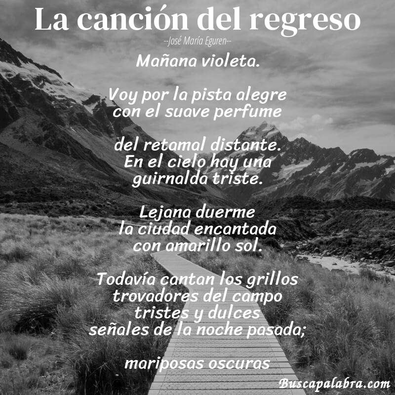 Poema la canción del regreso de José María Eguren con fondo de paisaje