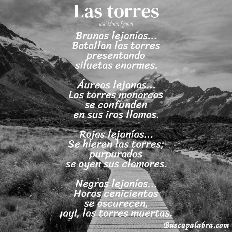 Poema las torres de José María Eguren con fondo de paisaje