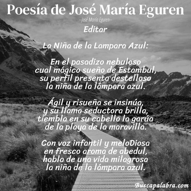 Poema Poesía de José María Eguren de José María Eguren con fondo de paisaje