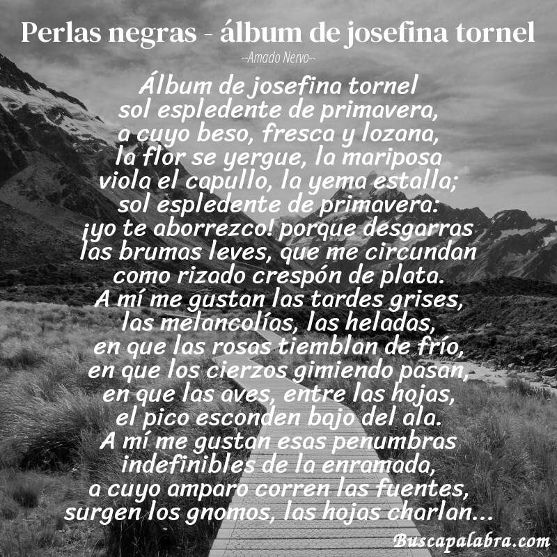 Poema perlas negras - álbum de josefina tornel de Amado Nervo con fondo de paisaje