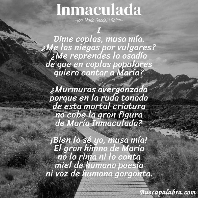 Poema Inmaculada de José María Gabriel y Galán con fondo de paisaje