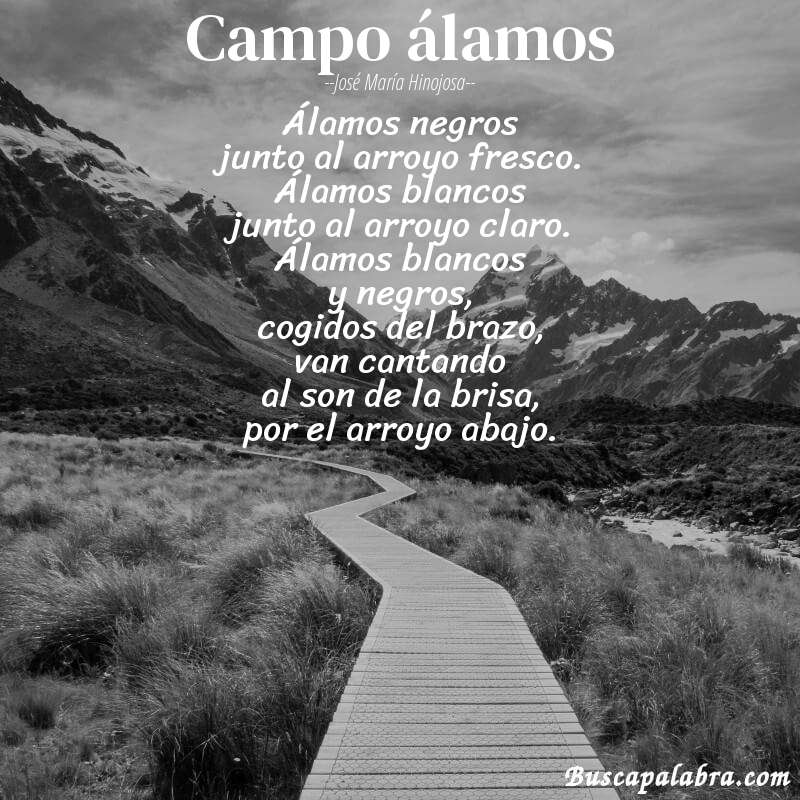 Poema campo álamos de José María Hinojosa con fondo de paisaje