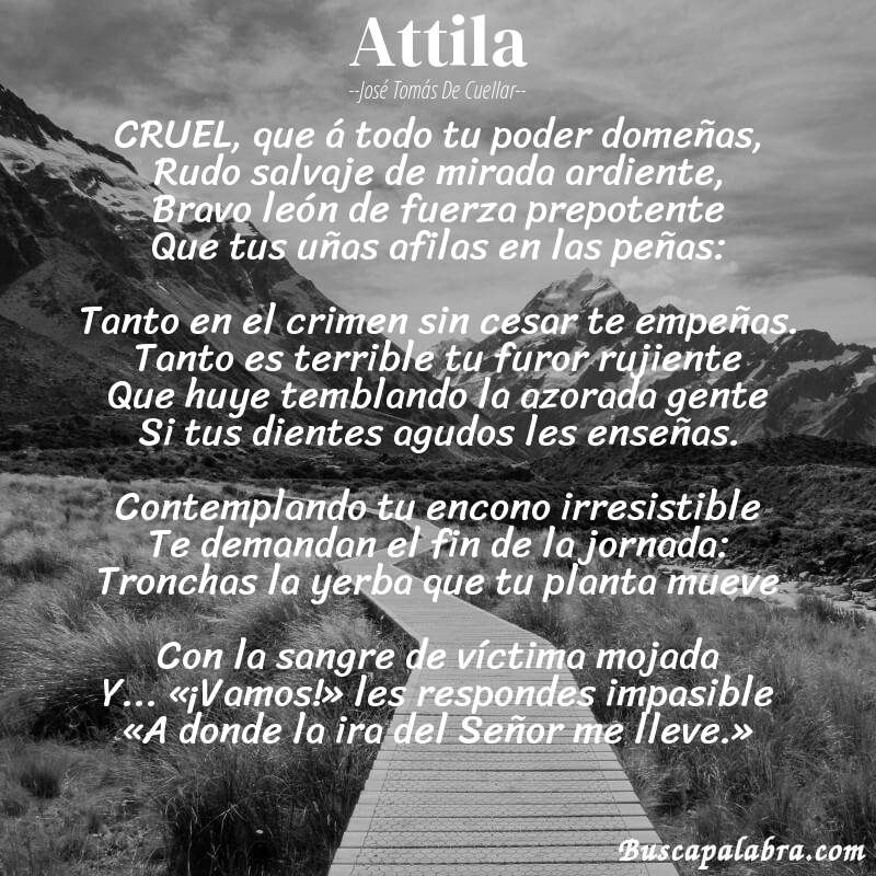 Poema Attila de José Tomás de Cuellar con fondo de paisaje