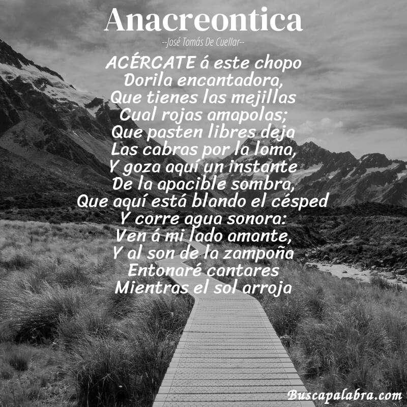 Poema Anacreontica de José Tomás de Cuellar con fondo de paisaje