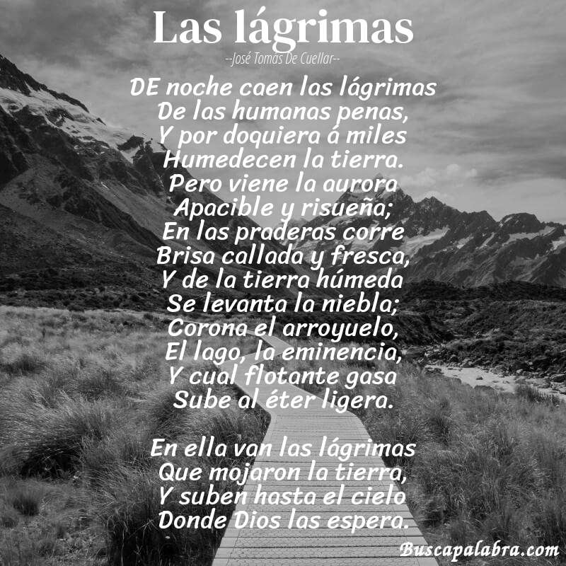 Poema Las lágrimas de José Tomás de Cuellar con fondo de paisaje