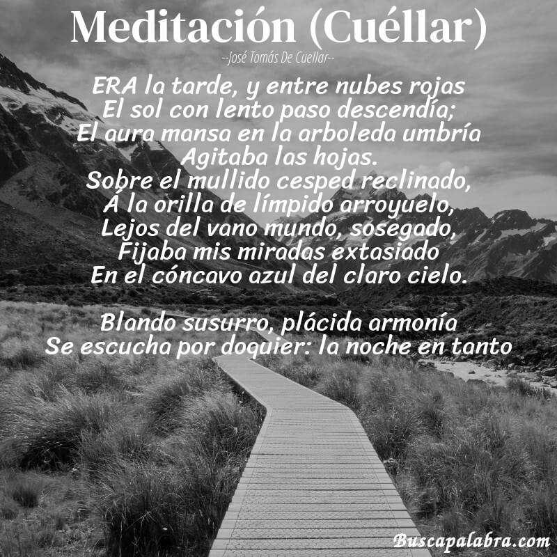 Poema Meditación (Cuéllar) de José Tomás de Cuellar con fondo de paisaje