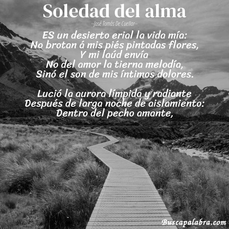 Poema Soledad del alma de José Tomás de Cuellar con fondo de paisaje