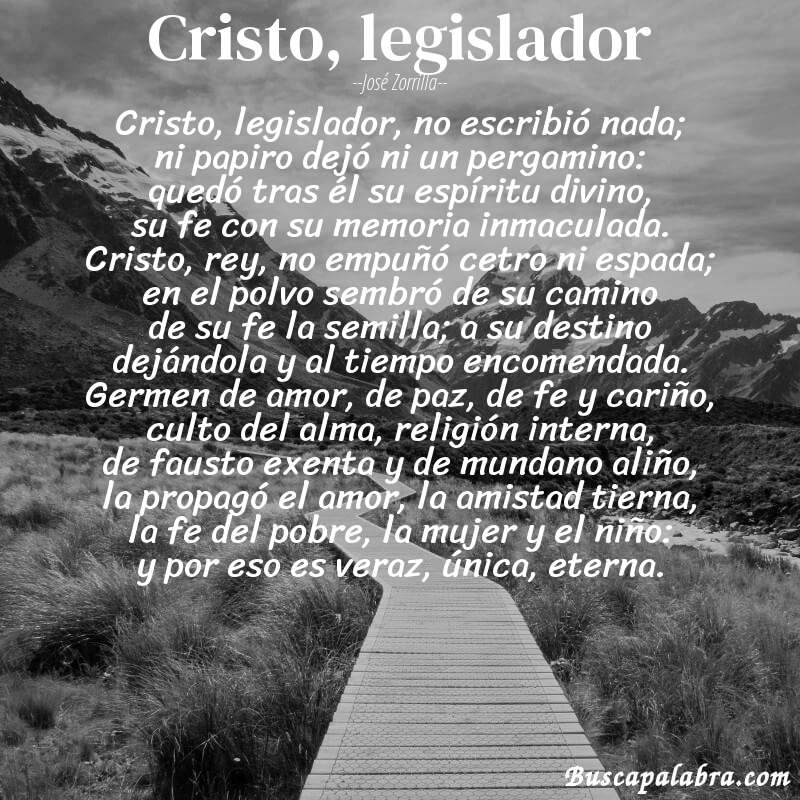 Poema cristo, legislador de José Zorrilla con fondo de paisaje