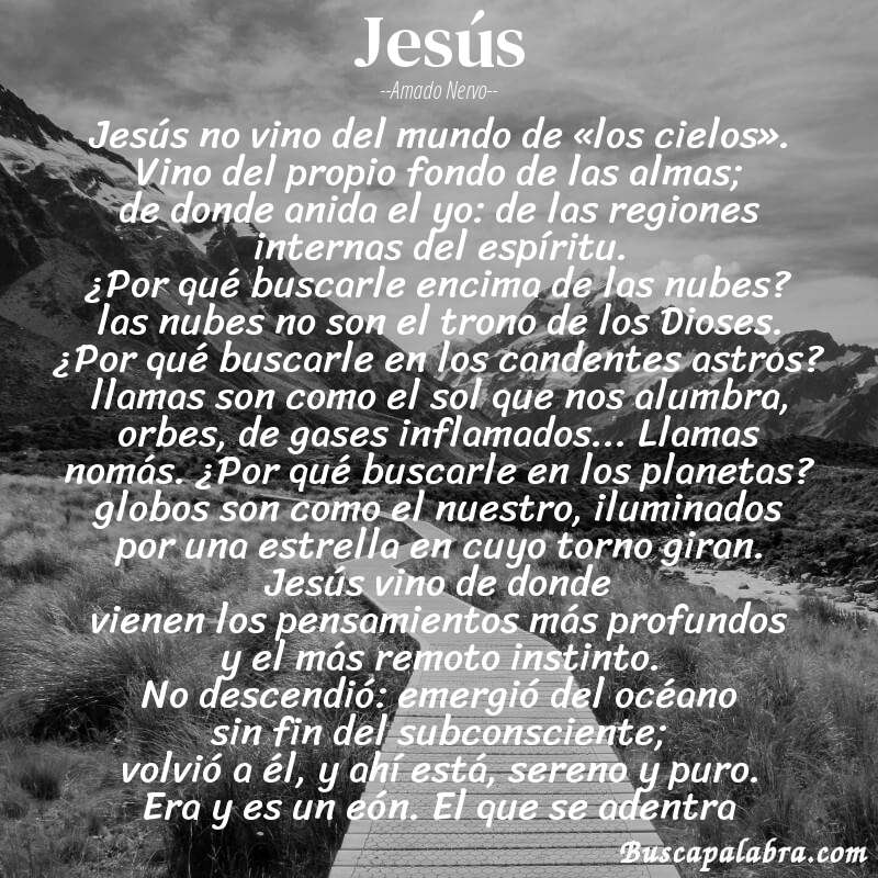 Poema jesús de Amado Nervo con fondo de paisaje