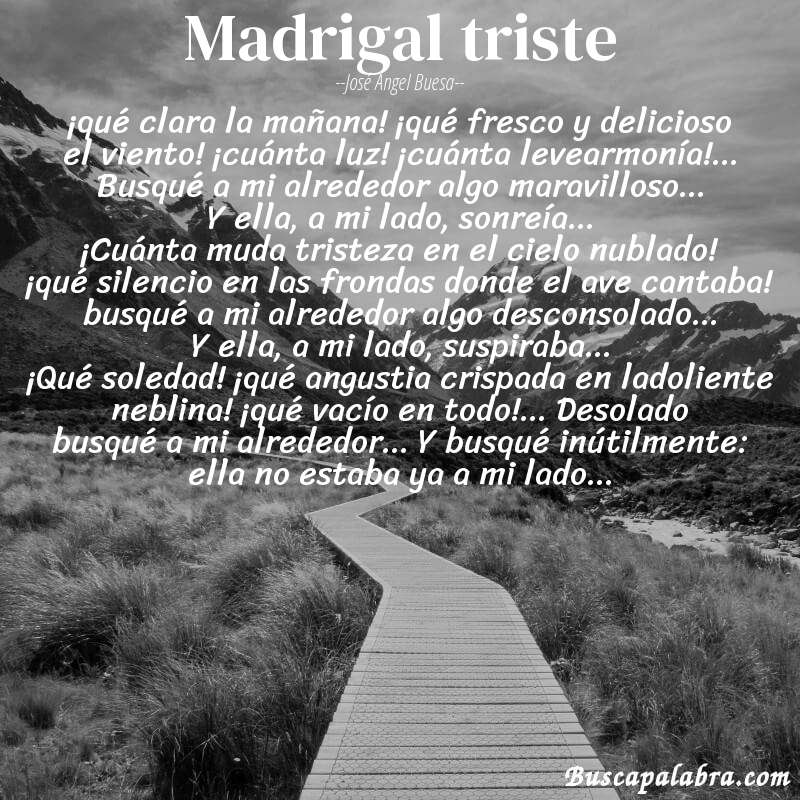 Poema madrigal triste de José Ángel Buesa con fondo de paisaje