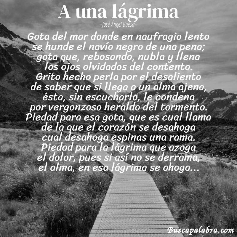 Poema a una lágrima de José Ángel Buesa con fondo de paisaje