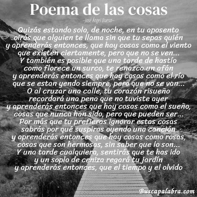 Poema poema de las cosas de José Ángel Buesa con fondo de paisaje